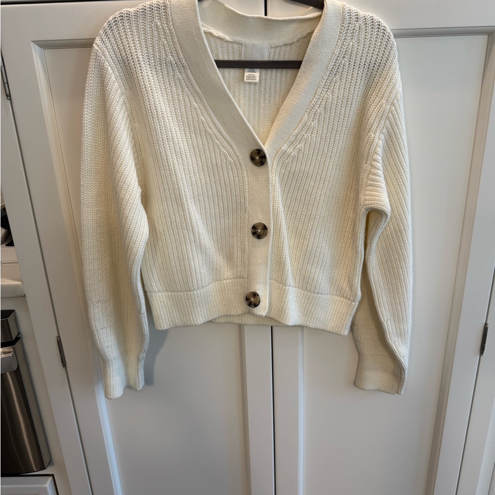 Women's Cream Button-Up Sweater H and M